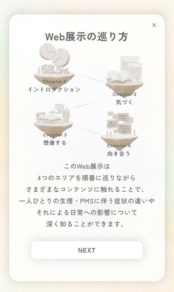 展示は「イントロダクション」「気づく」「想像する」「向き合う」の4つのチャプターで構成