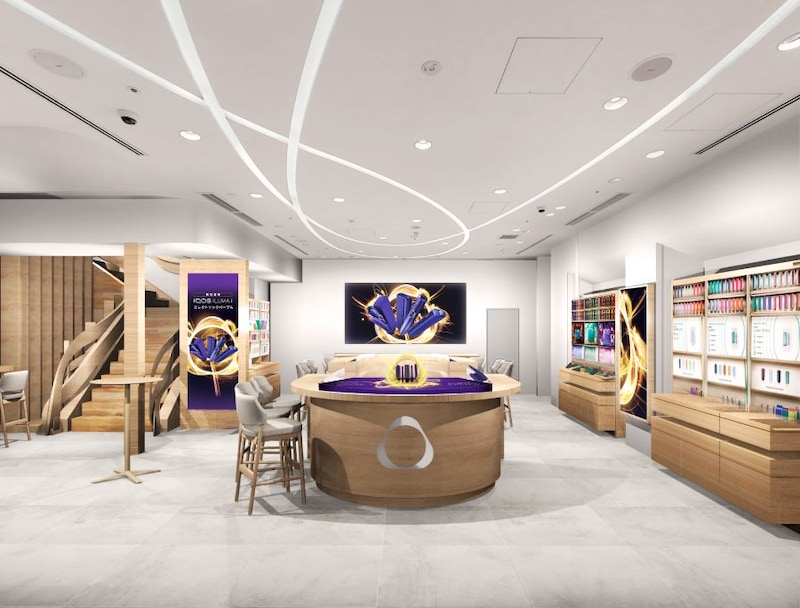 全国4店舗のIQOSストアで「IQOS ILUMA i エレクトリックパープル」の専用ディスプレイを展開