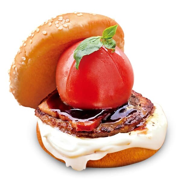 トマトをまるごとドーン！！ドムドム、大阪3店で衝撃バーガー発売