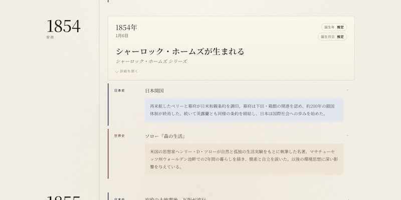 1854年にはシャーロック・ホームズが誕生。