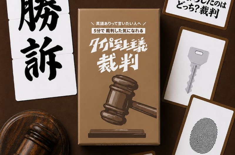 5分で裁判を体験できるディベートゲーム「タイパ至上主義 裁判」登場　実際に叩けるガベル（木槌）付き