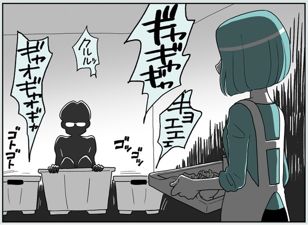 箱に入る夫の姿