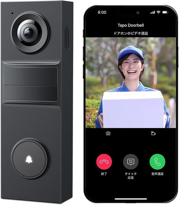 Tapo(タポ) スマートドアホン ドアホン 工事不要 インターホン ワイヤレス カメラ付き
