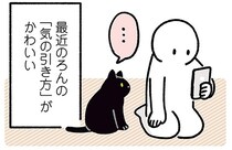 飼い主の体をちょんちょん。黒猫ろんのかわいい気の引き方