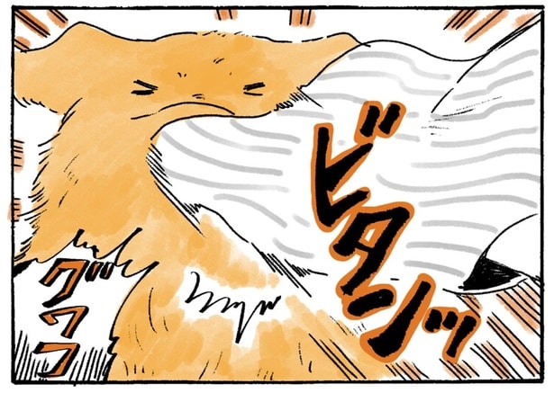 ナイトの顔に袂がビタンッ