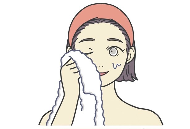 洗顔5　タオルでやさしく押さえる