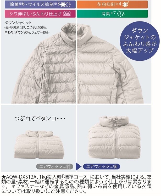 オゾンエアウォッシュで、ダウンがふんわり♪