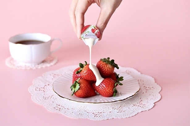 れん乳仕立てのやさしい甘さが、いちごの味わいをぐっと引き立てる