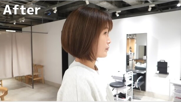 髪色もシルエットも良い感じ◎▶気になる頭頂部のビフォーは…（⇒次へ）