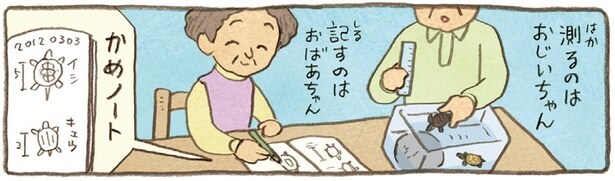 測るのはおじいちゃん　記すのはおばあちゃん