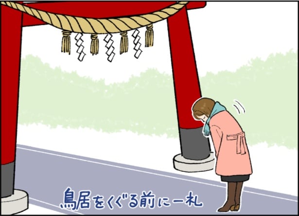 鳥居をくぐる前に一礼→次へ