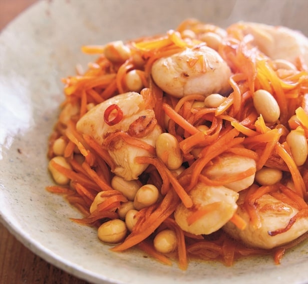 大豆のポクポク食感がアクセント！「ささ身と大豆のおかずきんぴら」