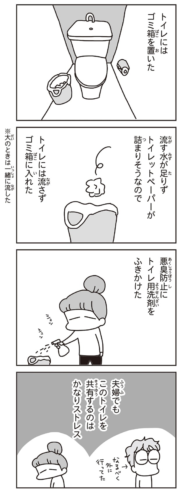 トイレにはゴミ箱を置いた