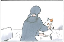 集中、集中。精神統一をしている飼い主の目と鼻の先には何度でも猫が