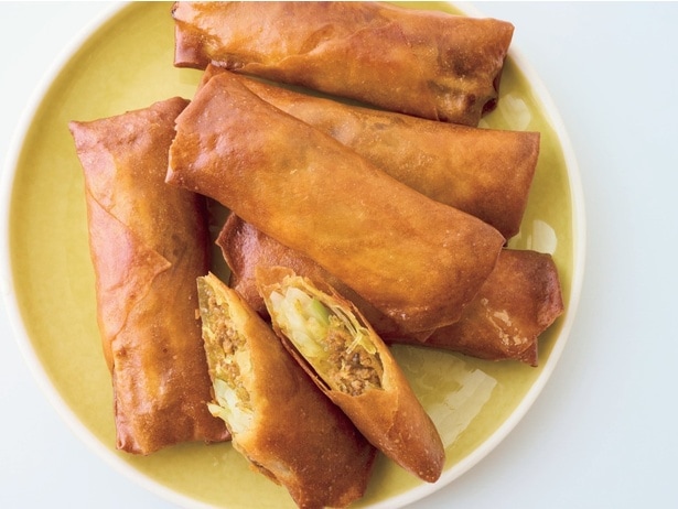 ひき肉とはるさめのカレー春巻き