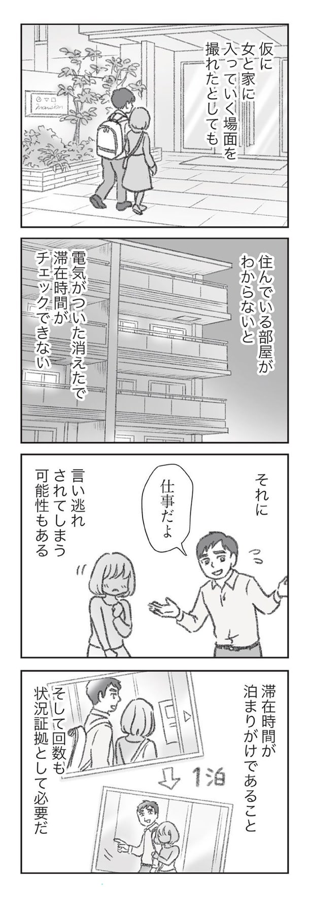 泊まりがけであること、そして回数も状況証拠として必要だ