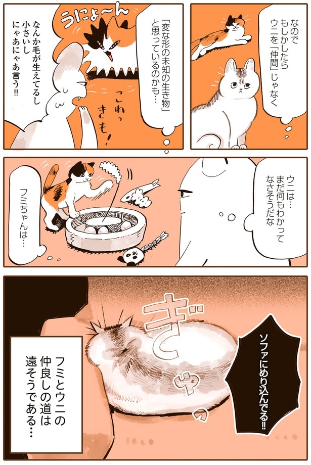 ソファにめり込んでる！！