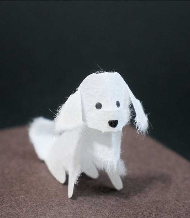 和紙で作るトイプードル完成！▶不定期で受け付けている愛犬のオーダーメイド作品（⇒次へ）