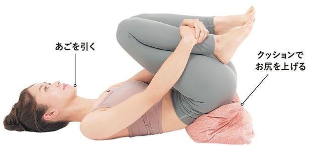 STEP1 仰向けになり、右ひざを抱える