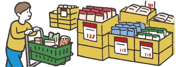 小麦粉、パスタ、トマト缶、しょうゆ、ジャムなど賞味期限が長いものを月1くらいの頻度でまとめ買いしている