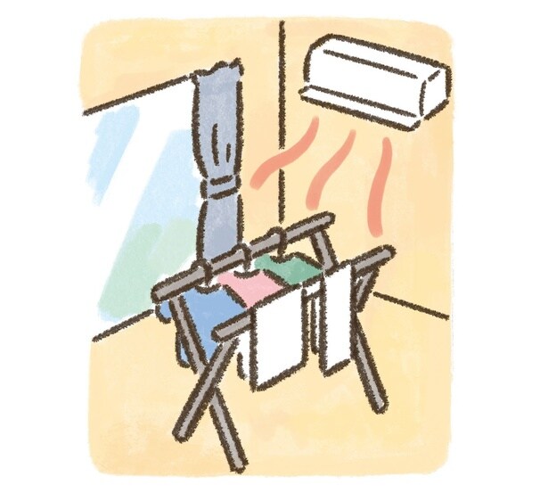 部屋干しする