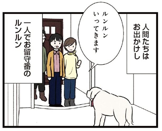 お留守番した超大型犬。「番犬」のお勤めを果たした後の姿がこちら!