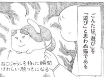 猫じゃらしを狙う殺し屋のような目をした猫！しかしすぐバテる