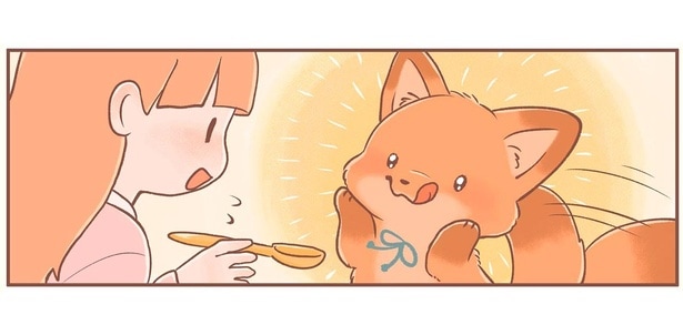味見係になったきつねちゃん。料理が美味しすぎてついつい!?
