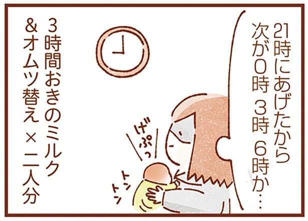 3時間おきのミルク＆オムツ替え×二人分