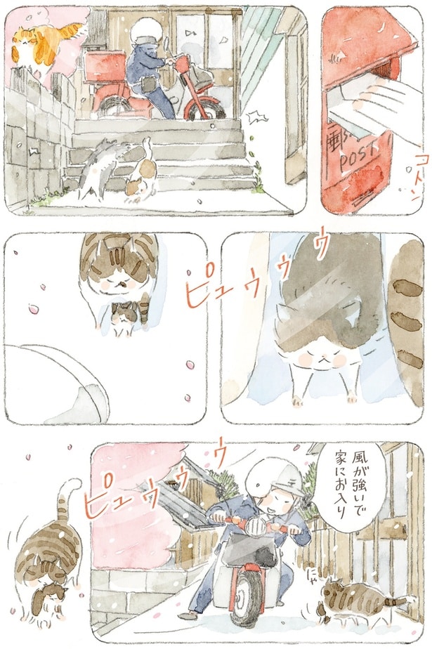 風が強いで家にお入り