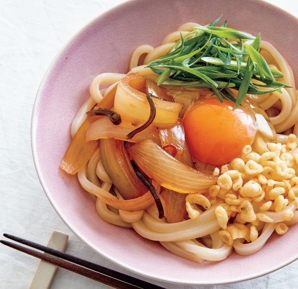 玉ねぎの塩昆布漬けのうどん