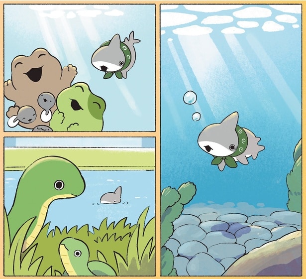 泳いでいると…