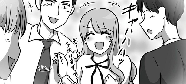 男性社員と話し込む新人