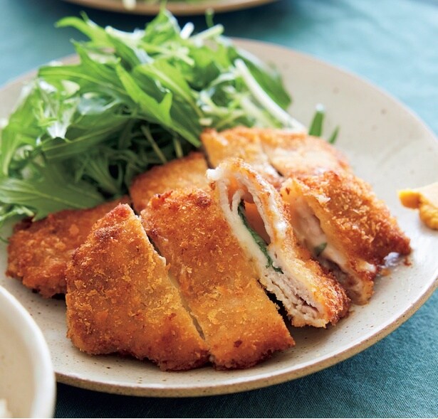 青じそ、チーズをサンド