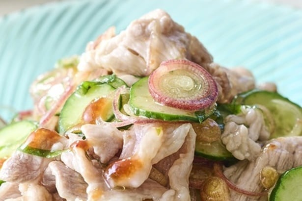 脱マンネリ！香味野菜とさっぱりいただく「豚こまの香味梅肉あえ」