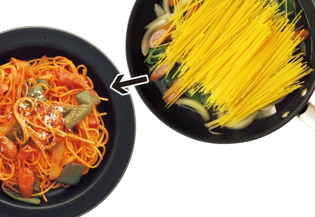 えっ、麺と具を一度に調理！？　 フライパン１つで作るスピードパスタ