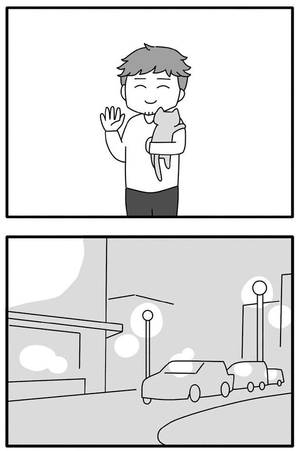 笑顔の夫