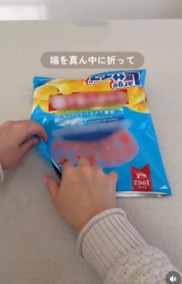 両端を真ん中に向かって折る▶裏返して…（⇒次へ）