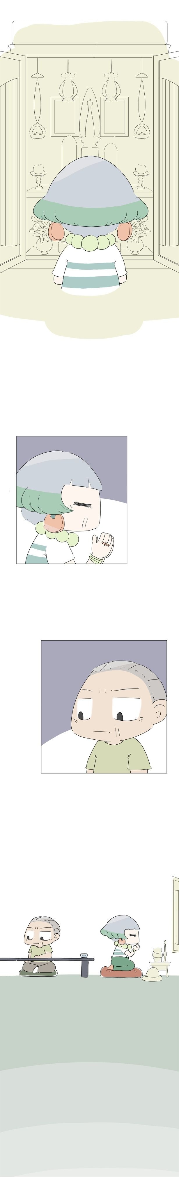 仏壇に手を合わせる姉
