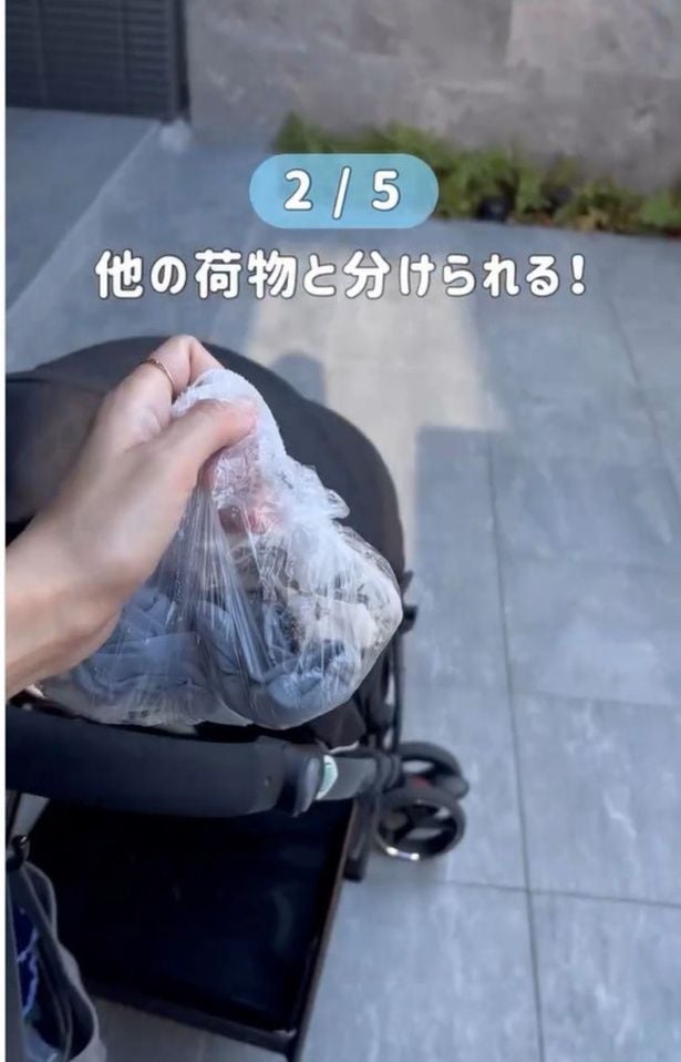 濡れた服を入れて口を結べば、ほかの荷物と分けられる▶旅行に靴を持っていくとき…(⇒次へ)