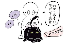 飼い主の前にボテっと待機。黒猫ろんの叩いてほしいアピール
