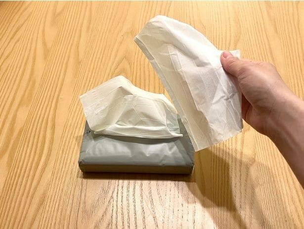 こちらもきれいに1枚だけ取り出せました！（▶お次はポケットティッシュ）