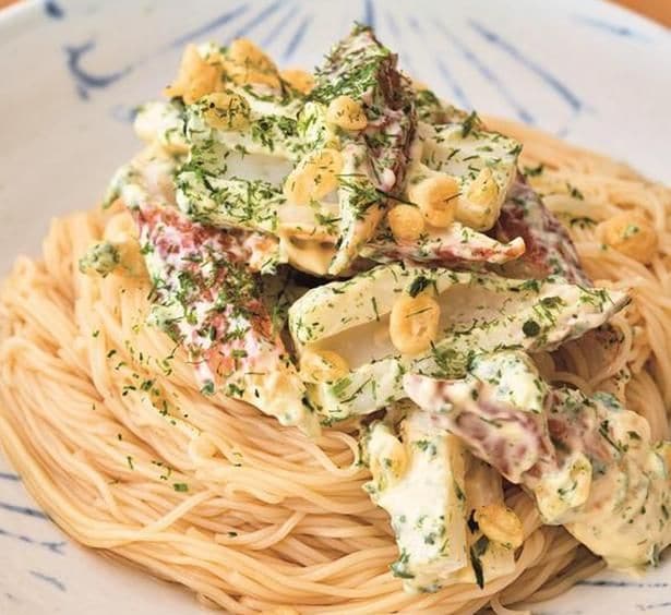 これがそうめん!? 見た目も豪華な「磯辺揚げ風あえそうめん」
