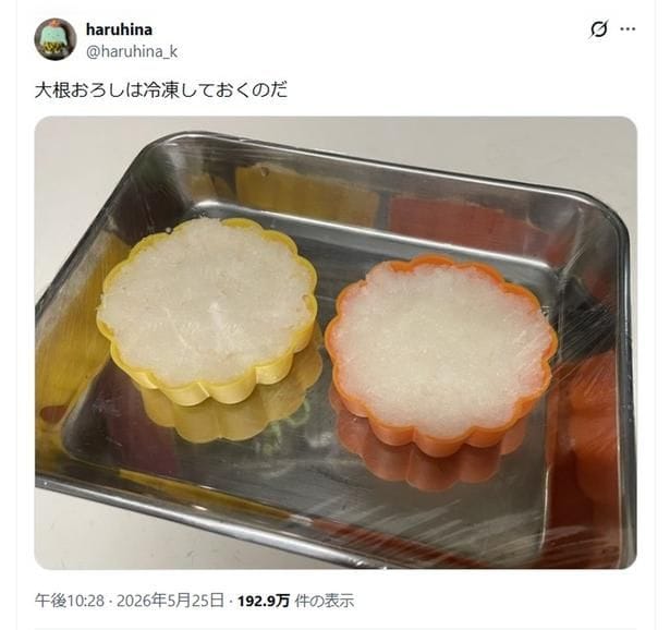 大根おろしは冷凍しておくとよい▶どうやって冷凍している？（⇒次へ）