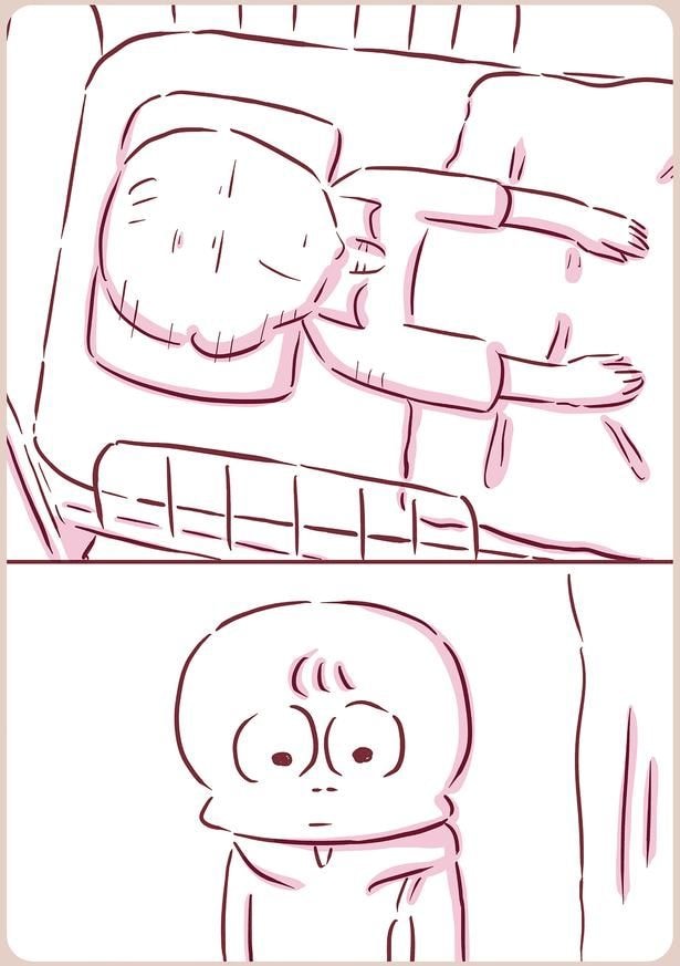 病室の母