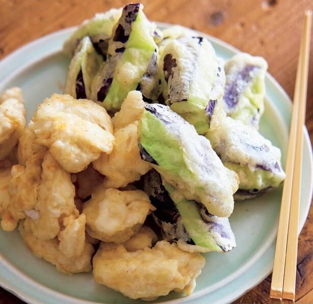 なすとささ身の天ぷら