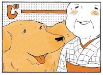 紅葉や鳥には目もくれず。レトリバーの視線は姫ばあちゃん一直線