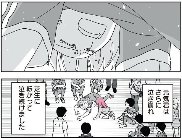 芝生に転がって泣き続けました