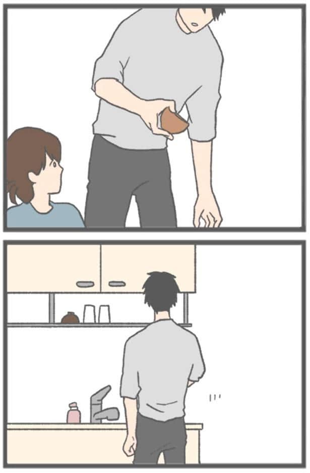 御椀を手にシンクへ