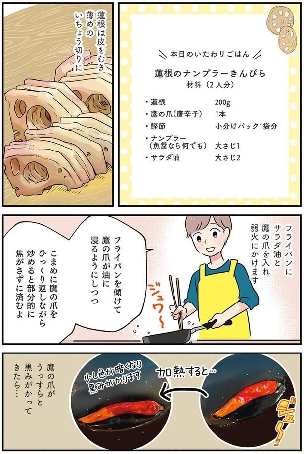 蓮根は皮をむき薄めのいちょう切りに